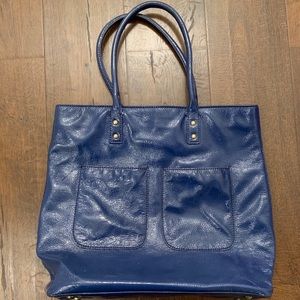 Blue Patent leather Jcrew tote